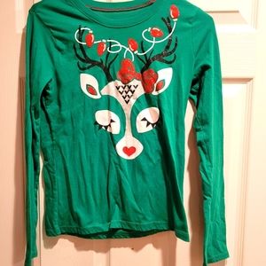 Girls long sleeve shirt with reindeer